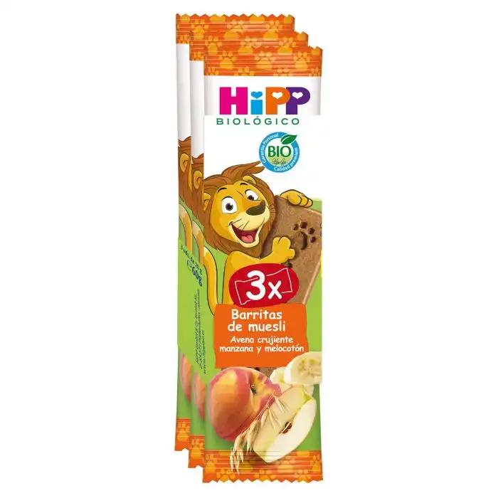 Barritas de Muesli Avena Crujiente, Manzana y Melocotón 60 gr - HiPP - Comparador de precios
