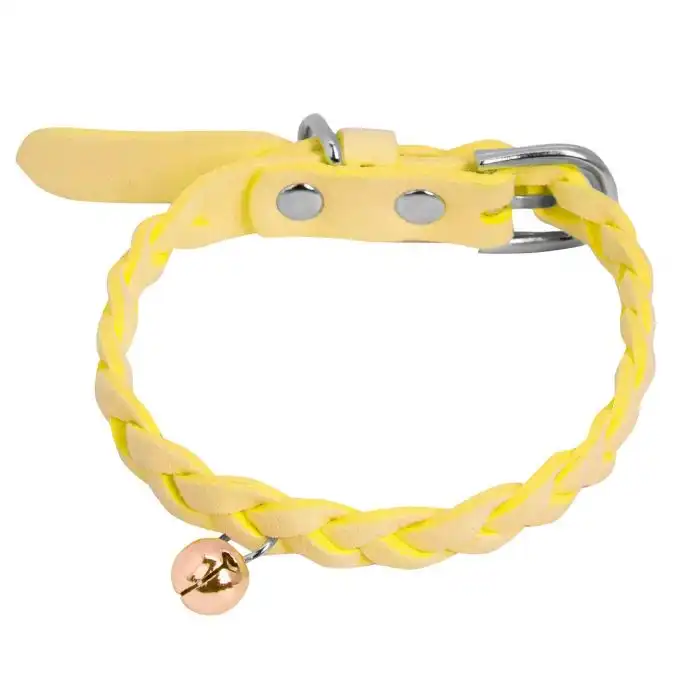 Collar Velvet Trenzado con Cascabel Amarillo - Hu - Comparador de precios