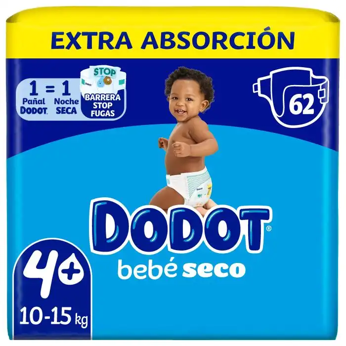 Pañales Bebé Seco Talla 4+ (10-15Kg) - Dodot - Comparador de precios