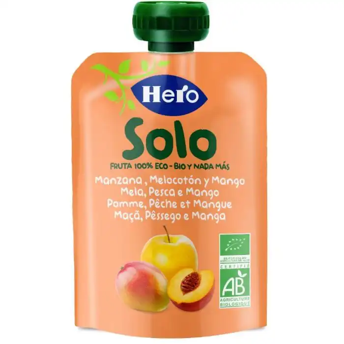 Solo Bolsita Manzana Melocotón y Mango 100 gr - Hero Baby - Comparador de precios