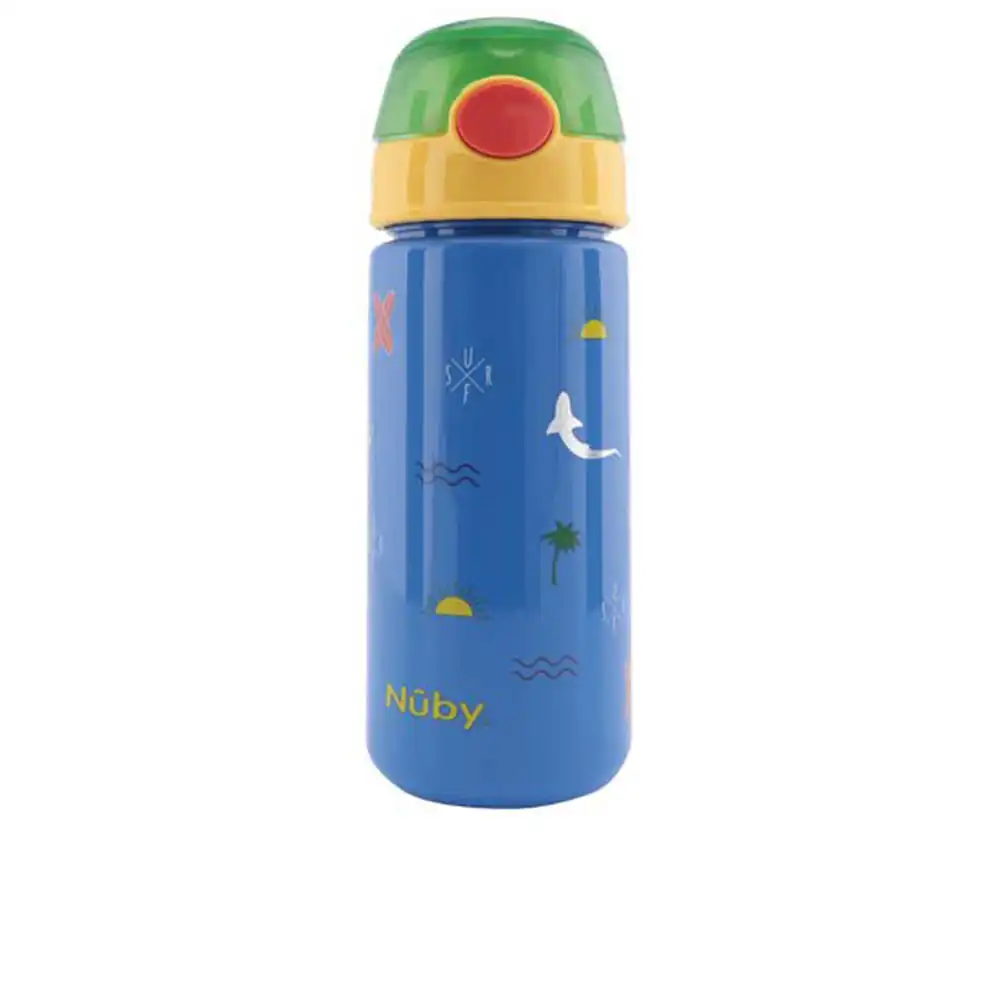 Taza con botón y pajita blanda #surf azul 540 ml 1 u - Nuby - Comparador de precios