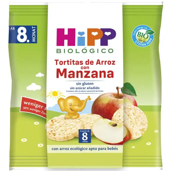 Tortitas de Arroz con Manzana +8 meses 30 gr - HiPP - Comparador de precios