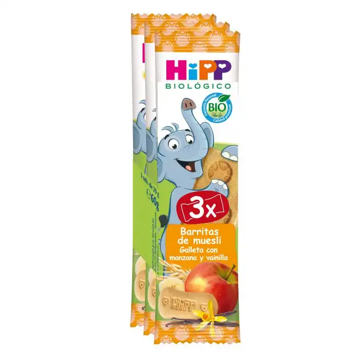 Barritas de Muesli Galleta con Manzana y Vainilla +12 meses 60 gr - HiPP - Comparador de precios