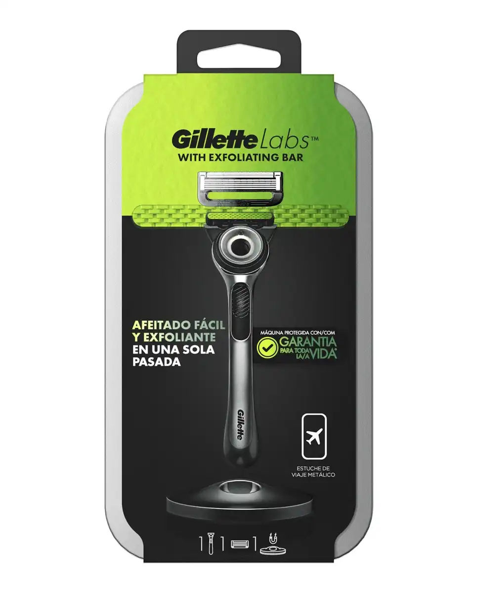 Gillette - Estuche De Viaje Maquinilla De Afeitar Con Barra Exfoliante + 1 Recambio Labs - Gillette - Comparador de precios