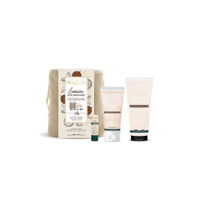 Set De Coco Gel 100 Ml + Exfoliante 200 Ml + Bálsamo Labial 4 Gr + Neceser - BEAUTERRA - Comparador de precios