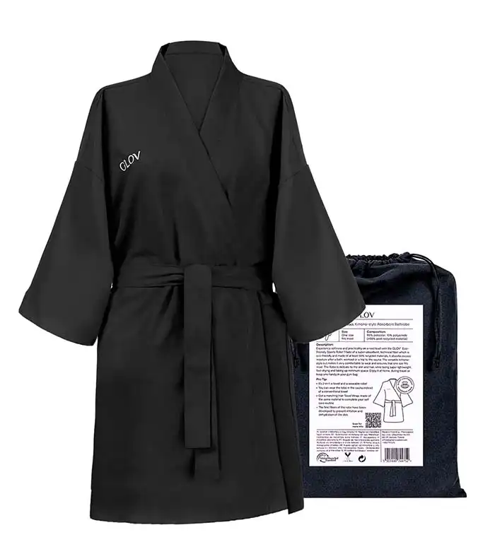 GLOV - Bata de toalla ultra absorbente Kimono Style - Negro - Glov - Comparador de precios