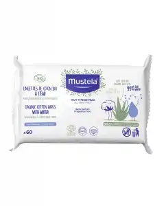 Mustela - 60 Toallitas Al Agua De Algodón Bio