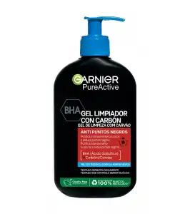 Garnier - Gel limpiador anti puntos negros con carbón y BHA Pure Active