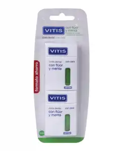 Vitis - Pack Cinta Dental Con Flúor Y Menta Con Cera