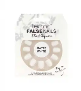Technic Cosmetics - Uñas postizas False Nails Short Square - Matte White