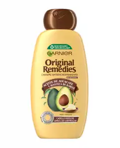 Garnier - Champú Para Pelo Rebelde Aceite De Aguacate Y Manteca De Karité Original Remedies 300ml