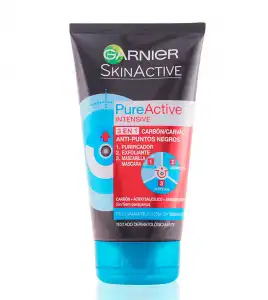 Garnier - Limpiador 3 en 1 Carbón Pure Active Intense