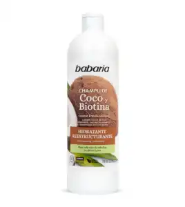 Babaria - Champú hidratante reestructurante de coco y biotina
