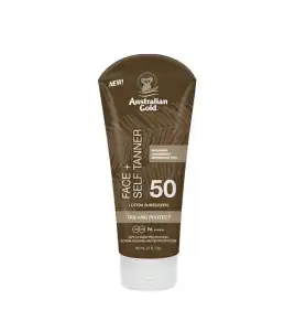 Australian Gold - Loción solar facial bronceadora SPF50 Face + Self Tanner