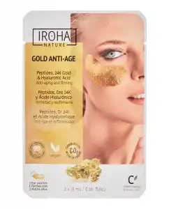 Iroha Nature - Parches De Ojos Foil Antiedad Con Péptidos, Oro 24K Y ácido Hialurónico