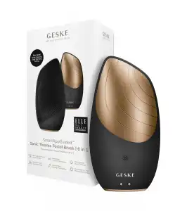 GESKE - Cepillo limpiador y masajeador facial Sonic Thermo 6 en 1 - Black Gold