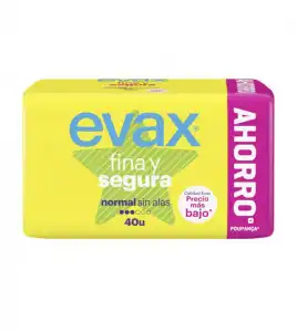 Evax - Compresas normal sin alas Fina y Segura - 40 unidades