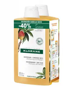 Klorane - Duplo Champú Nutritivo Con Mango Cabello Seco