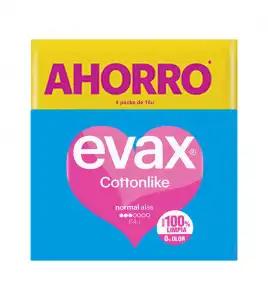 Evax - Compresas normal alas Cottonlike - 64 unidades