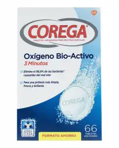 Corega - 66 Tabletas Limpiadoras Oxígeno Bio-Activo 3 Min