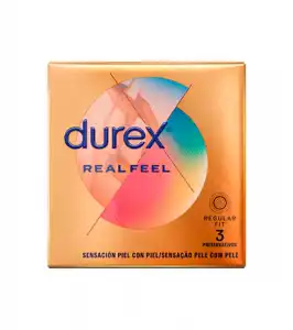 Durex - Preservativos sensación piel con piel Real Feel - 3 unidades