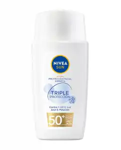 NIVEA - Protector Solar Facial Fluido Ultraligero Hidratante Triple Protección SPF 50+ Sun