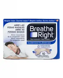 Breathe Right - 10 Tiras Nasales Clásicas Tamaño Grande