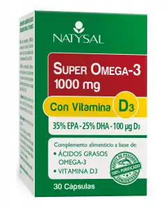 Natysal - Cápsulas Super Omega-3 1.000 Mg Con Vitamina D3 30 Uds