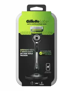 Gillette - Estuche De Viaje Maquinilla De Afeitar Con Barra Exfoliante + 1 Recambio Labs