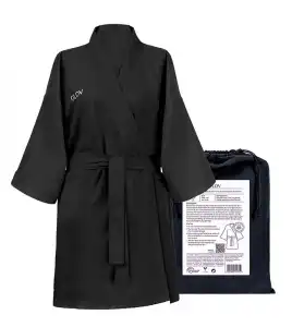 GLOV - Bata de toalla ultra absorbente Kimono Style - Negro